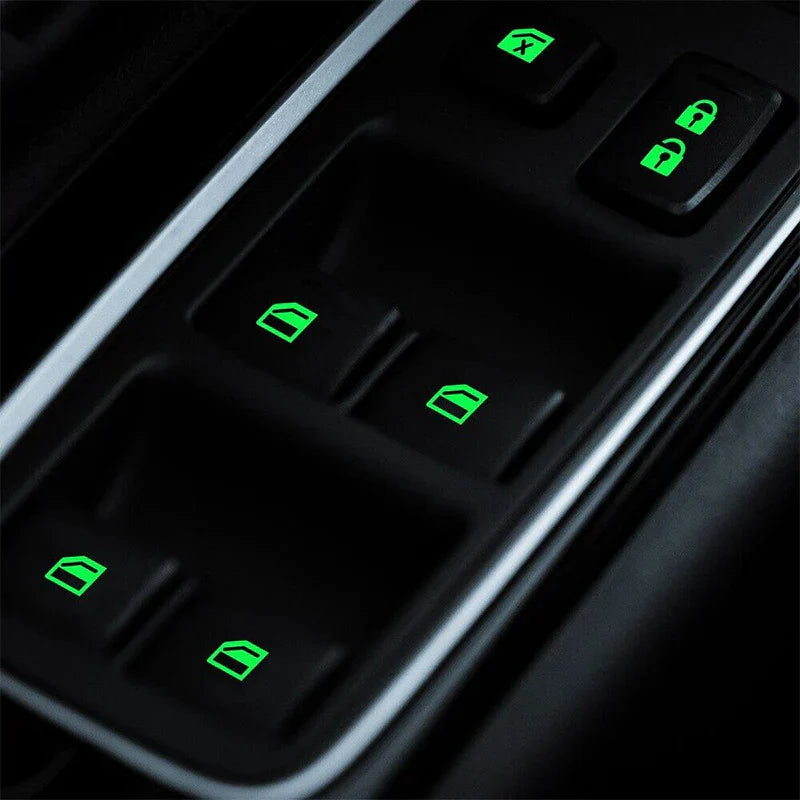 18 pcs/set Luminous Automobile Interior Stickers Universal Car Windows Control Panel Decals Auto Door Window Lift Button Sticker