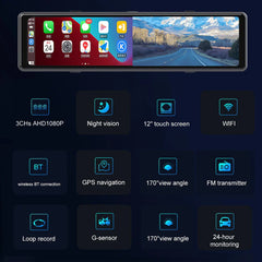 3 كاميرات داش كام 1080P مرآة السيارة تسجيل الفيديو Carplay & أندرويد اتصال لاسلكي تلقائي واي فاي Miracast نظام تحديد المواقع والملاحة DVRs